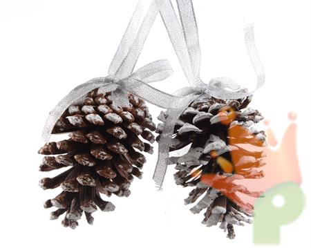 DECORAZIONE PIGNE INNEVATE 2 PZ dia7x10cm