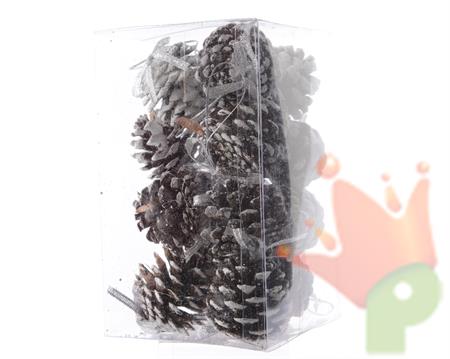 PIGNE INNEVATE DA APPENDERE IN SCATOLA DA 16 PZ dia3.5x5cm