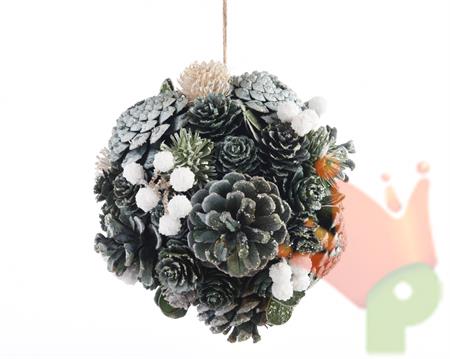 PENDENTE PALLA NATURALE CON PIGNE dia14cm