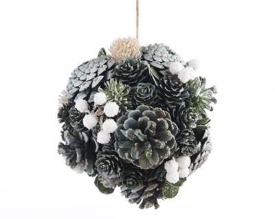 PENDENTE PALLA NATURALE CON PIGNE dia14cm