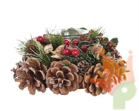 PORTA TEALIGHT 19x19x9.5cm NATURALE
