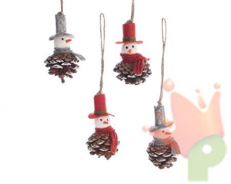 PENDENTE PIGNA CON PUPAZZO DI NEVE 4.5x4.5x8.5cm