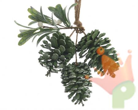 DECORAZIONE PENDENTE TRIS PIGNA 9x15x15cm