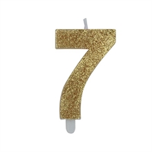 CANDELINA NUMERO 7 DI CERA SWEETY ORO GLITTER