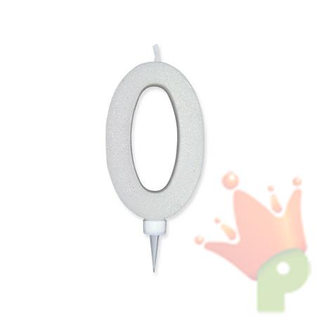 CANDELINA NUMERO 0 MAX DI CERA SWEETY BIANCO GLITTER