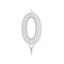 CANDELINA NUMERO 0 MAX DI CERA SWEETY BIANCO GLITTER