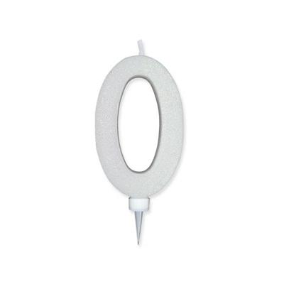 CANDELINA NUMERO 0 MAX DI CERA SWEETY BIANCO GLITTER