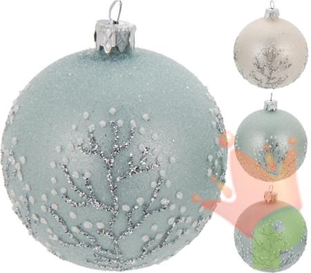 PALLINA DI NATALE DECORATA 3 COLORI ASS
