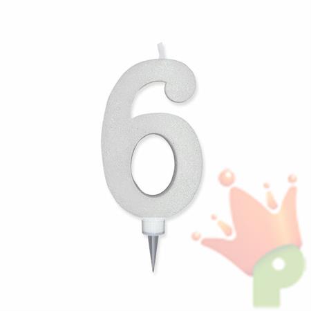 CANDELINA NUMERO 5 MAX DI CERA SWEETY BIANCO GLITTER