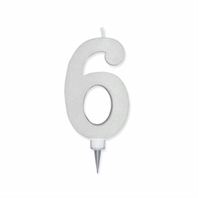 CANDELINA NUMERO 5 MAX DI CERA SWEETY BIANCO GLITTER