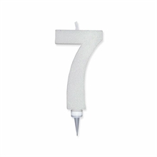 CANDELINA NUMERO 7 MAX DI CERA SWEETY BIANCO GLITTER