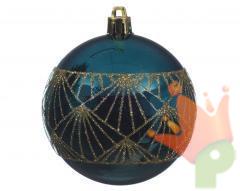 PALLINA DI NATALE DECORATA BLU PETROLIO 8 CM