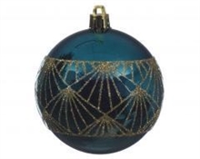 PALLINA DI NATALE DECORATA BLU PETROLIO 8 CM