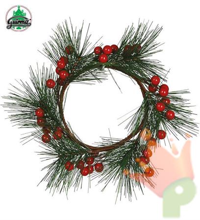 GIROCANDELA CON PIGNE E BACCHE 14CM
