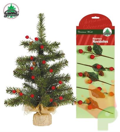 PICK DECORATIVI PER ALBERO CON BACCHE E PIGNE 13CM 5PZ