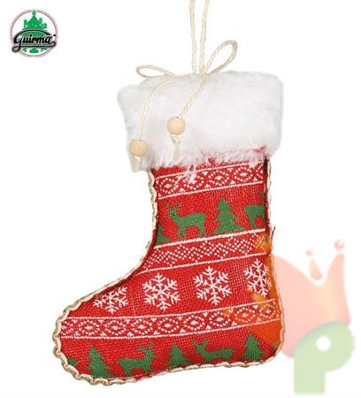 CALZA IN TESSUTO ROSSA DECORATA 16CM