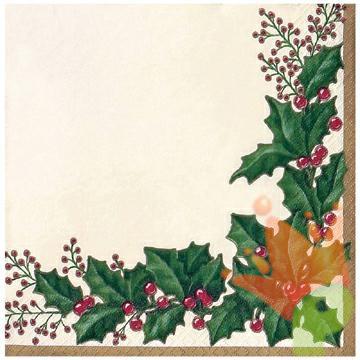 TOVAGLIOLI 33X33CM 3V WINTER HOLLY 36PZ