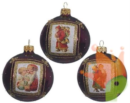 PALLINA DI NATALE BORDEAUX DECORATA 8 CM
