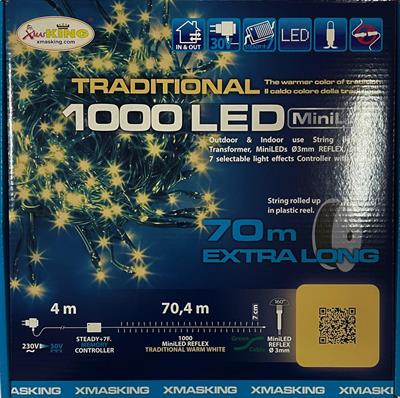 LUCI DI NATALE 1000 MINILED BIANCO CALDO