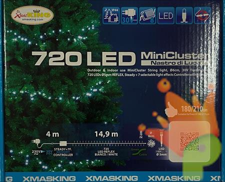 LUCI DI NATALE CLUSTER 720 LED BIANCO FREDDO