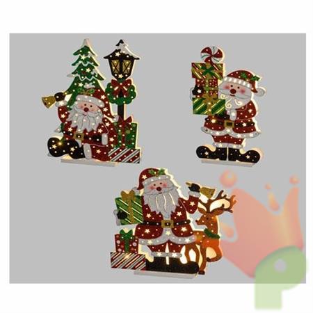 BABBO NATALE GLITTER MIX 3 ALBERO-PACCHI-RENNA 10 LED CLASSIC