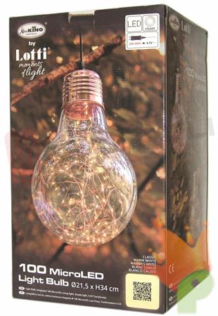LAMPADINA GOCCIA D.21,5CM VETRO RAME 100 MICROLED CLASSIC