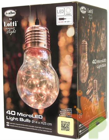 LAMPADINA GOCCIA D.14CM VETRO RAME 40 MICROLED CLASSIC