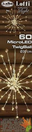 RAMO METALLO ARGENTO DECORATO TWIGBALL 60 MICROLED CLASSIC