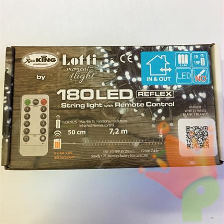 LUCI DI NATALE A BATTERIE 180 LED BIANCO REMOTE CONTROL