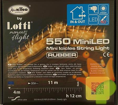 TENDA A CATENA MINI ICE LIGHT 550 MINI LED CLASSI 3MM 11MTXH11CM