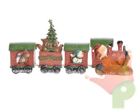 TRENINO NATALIZIO CON 4 VAGONI 7X33X14CM