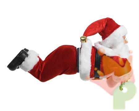BABBO NATALE CON MOVIMENTO E MUSICA  PER FINESTRA 20X20CM