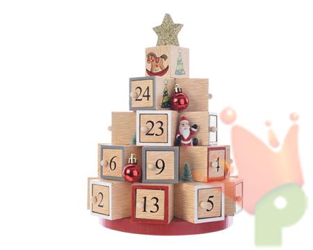 FORMA DI ALBERO IN LEGNO CALENDARIO AVVENTO 18X28,5CM