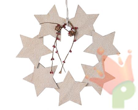 GHIRLANDA FOURIPORTA STELLE IN LEGNO DECORATA 5X12X14CM