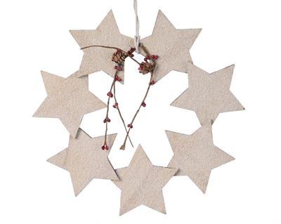 GHIRLANDA FOURIPORTA STELLE IN LEGNO DECORATA 5X12X14CM