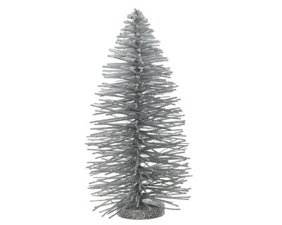 ALBERO NATALIZIO ARGENTO GLITTER INNEVATO 16X35CM