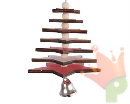 DECORAZIONE PENDENTE FORMA ALBERO DI STELLE CON CAMPANELL 24CM