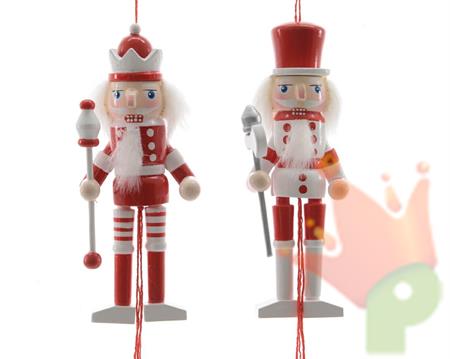 DECORAZIONE PENDENTE SCHIACCIANOCI 12,5CM BIANCO ROSSO