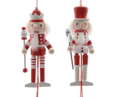DECORAZIONE PENDENTE SCHIACCIANOCI 12,5CM BIANCO ROSSO