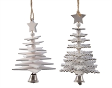 DECORAZIONE PENDENTE FORMA ALBERO FIOCCO DI NEVE CON CAMPANA 17C