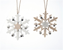 DECORAZIONE PENDENTE IN LEGNO FIOCCO DI NEVE 2 COL ASS