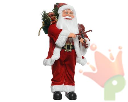 BABBO NATALE VESTITO ROSSO CON VIOLINO 24X14X45CM