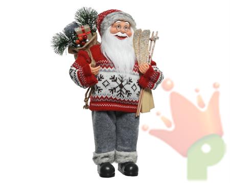 BABBO NATALE CON PULLOVER E SCI 30X20X60