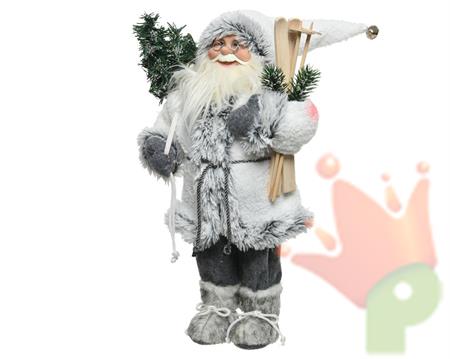BABBO NATALE CON PELLICCIA BIANCA 22X17X45CM