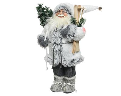 BABBO NATALE CON PELLICCIA BIANCA 22X17X45CM