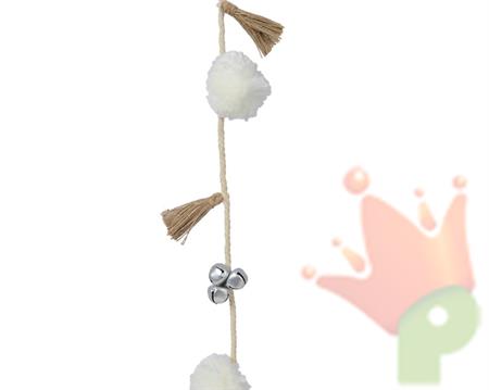 GHIRLANDA DI POMPOM CON CAMPANELLE 200CM