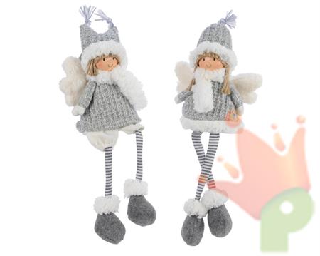 BAMBINA SEDUTA CON SCIARPA E CAPPELLO GRIGIO 10X17X44CM