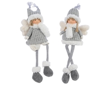 BAMBINA SEDUTA CON SCIARPA E CAPPELLO GRIGIO 10X17X44CM