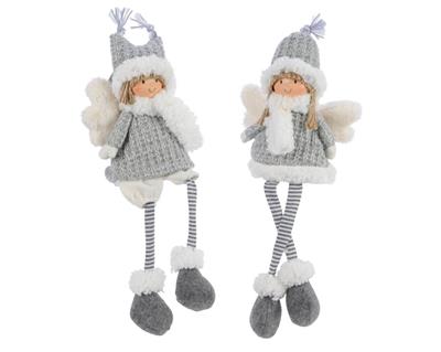 BAMBINA SEDUTA CON SCIARPA E CAPPELLO GRIGIO 10X17X44CM