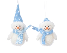 DECORAZIONE PENDENTE PUPAZZO DI NEVE CELESTE